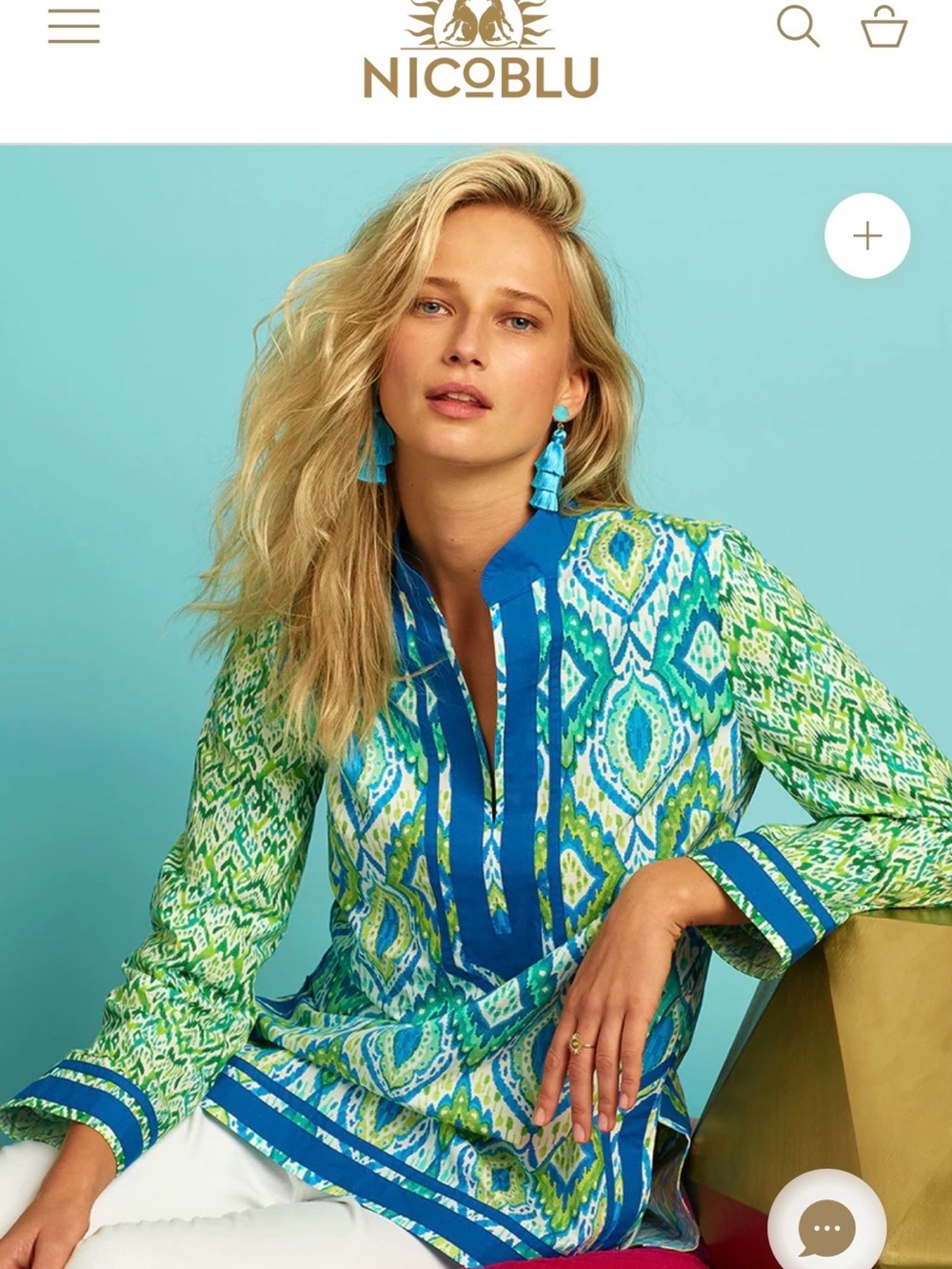 NicoBLU Nicobar Tunic Top Jungle Green Ikat XL